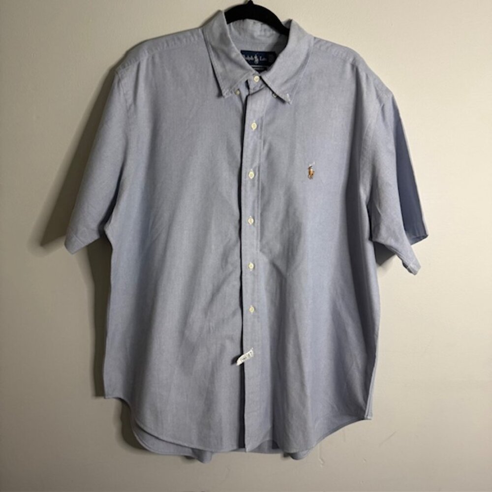 Ralph Lauren Men's Classic Fit Light Blue Short Sleeve Button Down Shirt Size XL